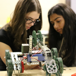 Students design and build a robot at Zebra.