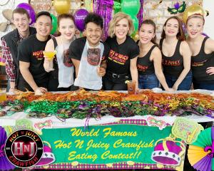 Kimberly Caldwell and Staff at CA Hot N Juicy Crawfish for Fat Tuesday 