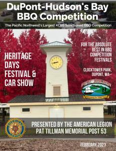 The DuPont Hudson’s Bay BBQ Competition has grown from a local community festival into one of the Pacific Northwest’s largest Kansas City BBQ Society (KCBS) Sanctioned Competition.