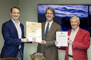 Michael Stanley Jr and Robert Mayes receive Keel Point's Pro Patria from ESGR's Bill Knight