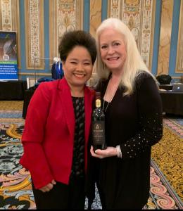 Emily Letran and Sharon Lechter enjoying Autonomy Wine.