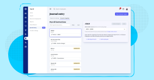 Screenshot of the Rise Journal Entry solution, showing account mapping on a blue background.