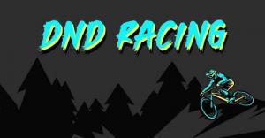 Dnd Racing Logo With Cyclist And Mountains Background In Team Colorway Green and Black
