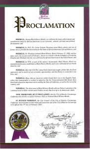 2023 Black History Month Proclamation by the City of Rancho Cucamonga, California 91730 USA