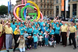 The Jive Aces are committed to promoting the Truth About Drugs campaign. They are shown here with Drug-Free World volunteers at the 2014 Glasgow Commonwealth Games.