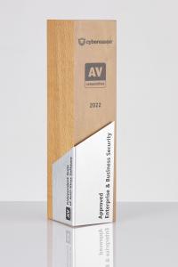 Trophy with the inscription of Cybereason Approved Enterprise & Business Security 2022 and the logo of AV-Comparatives.