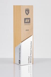 Trophy with the inscription of G Data Certified Advanced Threat Protection 2022 and the logo of AV-Comparatives.