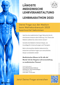 Veranstaltungsflyer der weltweit längsten medizinischen Lehrveranstaltung für therapeutische Berufe und Patiente