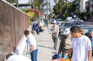 The weather was perfect this Saturday for the monthly Hollywood Village cleanup.
