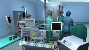 A virtual OR in which students practice virtual cardiopulmonary bypass