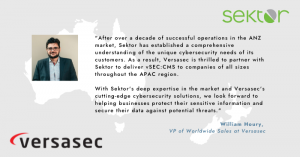 William Houry's quote on Sektor Group and Versasec partnership