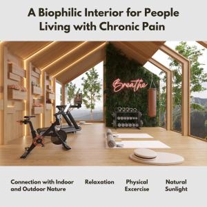 Biophilic room fostering self-care for chronic pain