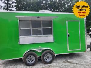 Bright Green Concession Trailer With Window