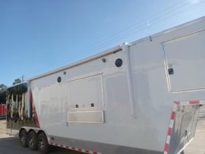 Red White & Black Gooseneck Concession Trailer With Hood Vent