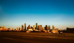 A picture of the Houston skyline, a place where Jerome Karam has developed many buildings.]