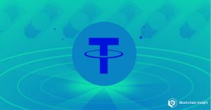 the image shows tether and the blockchain insight logo