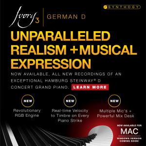 Ivory 3 German D is the only virtual piano instrument that brings together the realism of digital sampling and the expressivity of modeling. Powered by the RGB engine, Ivory 3 brings to the forefront an unparalleled technology new to the world of Virtual 