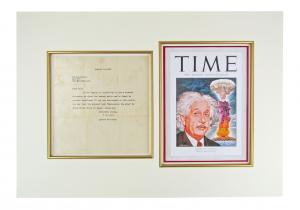 Typed letter signed by Albert Einstein explaining his scientific formula, E = mc2, which Einstein articulated after conducting research into the theory of relativity and which inadvertently led to the development of nuclear weapons (est. $45,000-$60,000).