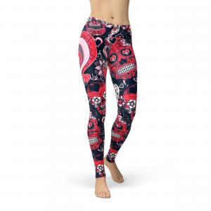 Valentine Sugar Skulls Leggings to Wear at The Burning Man Festival from Happy Being Well