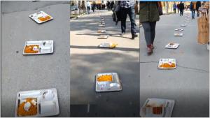 Students of Amir Kabir University of Technology in Tehran placed their trays on the ground on Tuesday protesting the low-quality food served at the campus. The conspiracy of poisonous gasses used against schools in two schools in the cities of Karaj.