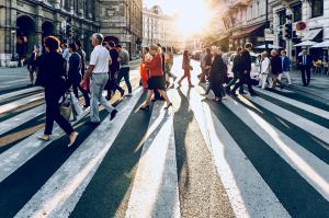 People crossing street in Vienna