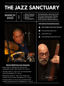 Since its founding in 2011, The Jazz Sanctuary has brought over 675 live performances to people throughout Philadelphia and the neighboring Pennsylvania and New Jersey suburbs. In addition, the organization brings their music to healthcare facilities, inc