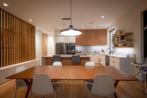 Modern and minimal kitchen design of the first Passive House in the state of Missouri.