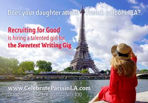 Staffing agency, Recruiting for Good runs creative writing program for girls, 'The Sweetest Gigs.' And is looking for a French speaking girl who loves writing www.RecruitingforGood.com