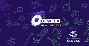 A banner for OEWeek with different doodles representing online education