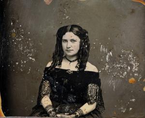 19th-century daguerreotype photograph of an unidentified young woman that the S.S. Central America scientific mission recovery team nicknamed, “Mona Lisa of the Deep” ($73,200). (Photo credit: Holabird Western Americana Collections.)