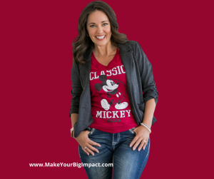 Angel Tuccy wearing red mickey mouse tshirt