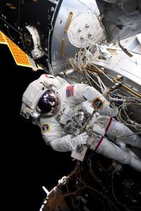 During a spacewalk outside the International Space Station on Aug. 22, astronaut Nick Hague debuted the Artemis program identity in space.
