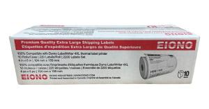 EIONO® - [10 Rolls/2200 Labels/ 220 Per Roll] Compatible DYMO 1744907 (4" x 6") Shipping Labels, White, Strong Permanent Adhesive & Perforated, Compatible with DYMO 4XL, Rollo & Zebra Desktop Printers