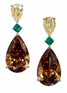 MOUSSAIEFF BROWN & YELLOW HIGH JEWELLERY EARRINGS