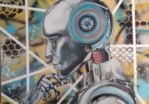 Painting by Laure Bollinger made in 2022 about Artificial Intelligence