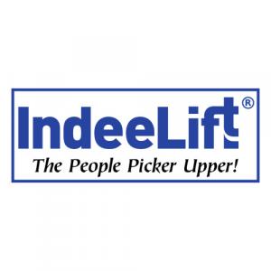 Indeelift logo is blue against a white background, with the slogan "The People Picker Upper" at the bottom of the image.