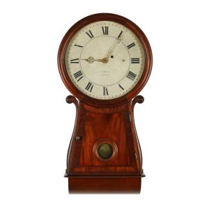 Mahogany, circa 1820s Montreal “key hole” wall clock by Martin Cheney (1778-1855), who produced “elegant house clocks” in Vermont and Montreal (est. CA$9,000-$12,000).