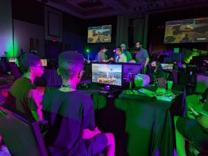 Players compete in the main Super Smash Bros. event at ALL IN