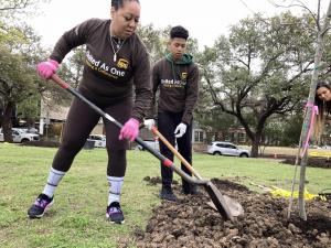 Several families participated in the planting. 11 different species were planted