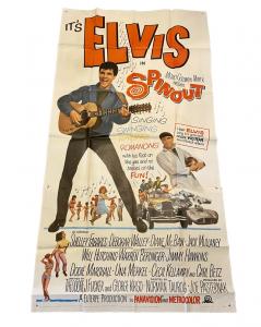 Elvis Presley will appear multiple times in the auction, including this three-sheet poster (41 inches by 79 inches) for the film Spinout (MGM, 1966), co-starring Shelley Fabares.