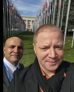 Fazal-Ur Rehman Afridi, a renowned journalist and human rights activist, accompanies Andy Vermaut during his visit to the United Nations.