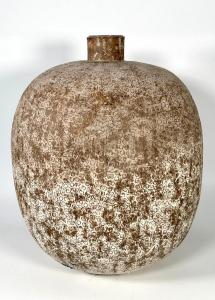 Stoneware vessel by Claude Conover (American, 1907-1994), titled Siyab, ovoid form with a cylindrical neck, 19 inches tall by 15 inches wide ($7,380).