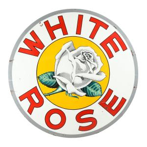 The top lot of the auction was this round White Rose Gasoline double-sided porcelain sign, six feet in diameter. It blasted through its $10,000-$13,000 estimate to finish at CA$44,250.