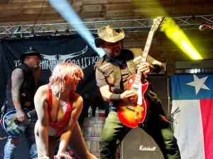 Gravel's lead guitarist Joe Vallejos at the Catskill Mountain Thunder Motorcycle Festival in East Durham, NY