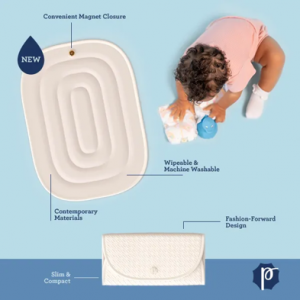 The Pluie Pret Changing Mat brings contemporary materials, premium design  and sustainability to a changing mat made for the ultimate in cleanliness, comfort, and convenience-  For both mom & baby