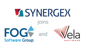 Logos of Synergex, FOG Software and Vela