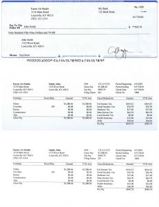 Paycheck printed by ezPaycheck software