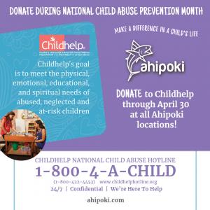 Ahipoki Partners for Second Year to Raise Funds for Childhelp During National Child Abuse Prevention Month