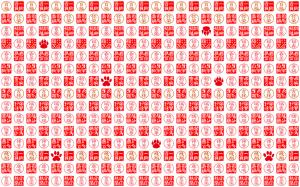 Many name stamps with auspicious meanings are lined up in regular rows.