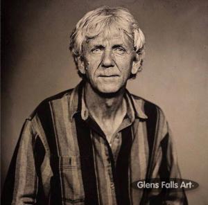 Digital image of tintype portrait of photographer Craig Murphy with Glens Falls Art logo